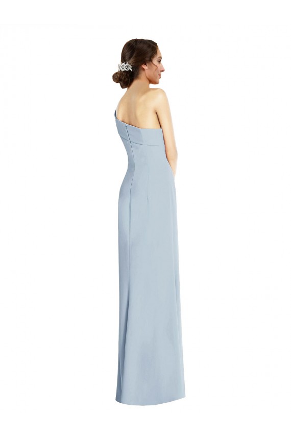 Bleu ciel clair Trompette Épaule Dénudée Crêpe Stretch Longue Formelles Robes demoiselle d'honneur / Robes de soirée / Robes de bal Pas Chère