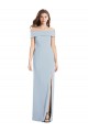 Bleu ciel clair Trompette Épaule Dénudée Crêpe Stretch Longue Robes demoiselle d'honneur / Robes de bal Pas Chère