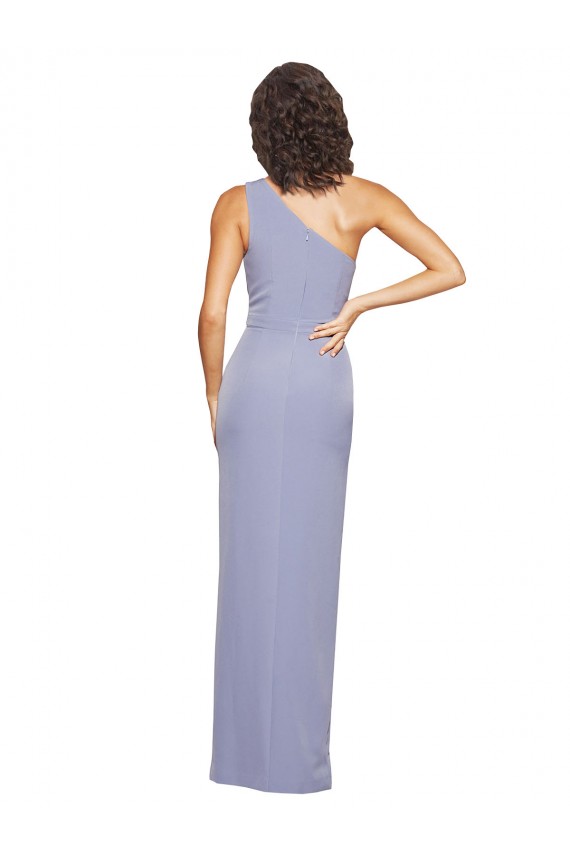 Bleu fumée Fourreau Crêpe Stretch Longue Formelles Robes demoiselle d'honneur / Robes de soirée / Robes de bal Pas Chère