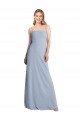 Bleu fumée Trapèze Col Carré Crêpe Stretch Longue Robes demoiselle d'honneur / Robes de bal Pas Chère