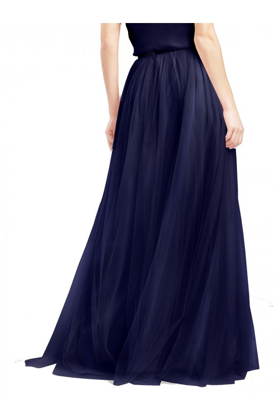 Bleu marine 21 Trapèze Licou Col Haut Tulle Longue Robes demoiselle d'honneur Pas Chère