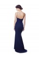 Bleu marine Sirène Bretelles spaghetti Col V Crêpe Stretch Longue Formelles Robes demoiselle d'honneur / Robes de soirée / Robes de bal Pas Chère