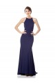 Bleu marine Sirène Licou Col Haut Crêpe Stretch Longue Formelles Robes demoiselle d'honneur / Robes de soirée / Robes de bal Pas Chère