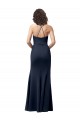 Bleu marine foncé Fourreau Bretelles spaghetti Crêpe Stretch Longue Formelles Robes demoiselle d'honneur / Robes de soirée / Robes de bal Pas Chère