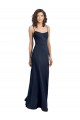 Bleu marine foncé Fourreau Col Haut Bretelles spaghetti Crêpe Stretch Longue Formelles Robes demoiselle d'honneur / Robes de soirée / Robes de bal Pas Chère