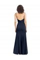 Bleu marine foncé Fourreau Col Haut Bretelles spaghetti Crêpe Stretch Longue Formelles Robes demoiselle d'honneur / Robes de soirée / Robes de bal Pas Chère