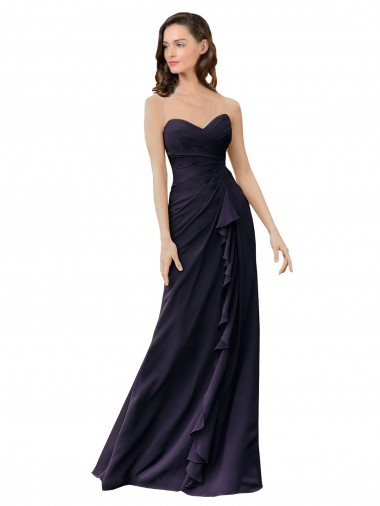 Bleu marine foncé Fourreau Mousseline Longue Robes demoiselle d'honneur Pas Chre