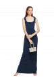 Bleu marine foncé Fourreau Scoop Crêpe Stretch Longue Formelles Robes demoiselle d'honneur / Robes de soirée / Robes de bal Pas Chère