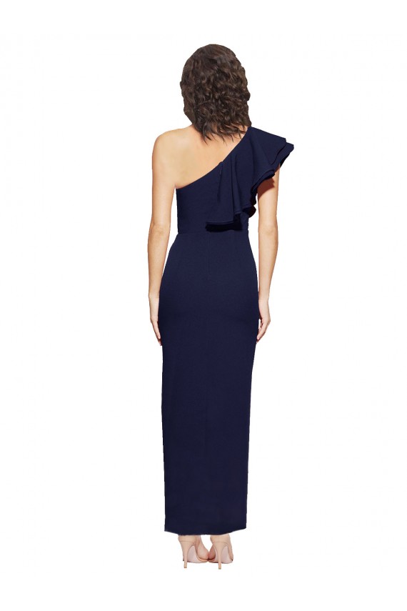 Bleu marine foncé Fourreau Crêpe Stretch Longue Formelles Robes demoiselle d'honneur / Robes de soirée / Robes de bal Pas Chère