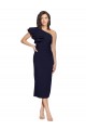 Bleu marine foncé Fourreau midi Crêpe Stretch Courte Robes demoiselle d'honneur / Robes de soirée / Robes de cocktail Pas Chère