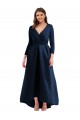Bleu marine foncé Princesse Col V Spandex Longue Asymétrique Formelles Robes demoiselle d'honneur / Robes de soirée / Robes de bal Pas Chère