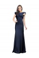 Bleu marine foncé Sirène Bateau Crêpe Stretch Longue Robes demoiselle d'honneur / Robes de bal Pas Chère