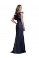 Bleu marine foncé Sirène Bateau Crêpe Stretch Longue Robes demoiselle d'honneur / Robes de bal Pas Chère