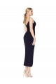 Bleu marine foncé Sirène Bretelles spaghetti Crêpe Stretch Courte Asymétrique Robes demoiselle d'honneur / Robes de soirée / Robes de cocktail Pas Chère