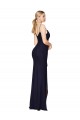 Bleu marine foncé Sirène Bretelles spaghetti Mousseline Longue Formelles Robes demoiselle d'honneur / Robes de soirée / Robes de bal Pas Chère