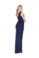 Bleu marine foncé Sirène Col V Mousseline Longue Formelles Robes demoiselle d'honneur / Robes de soirée / Robes de bal Pas Chère