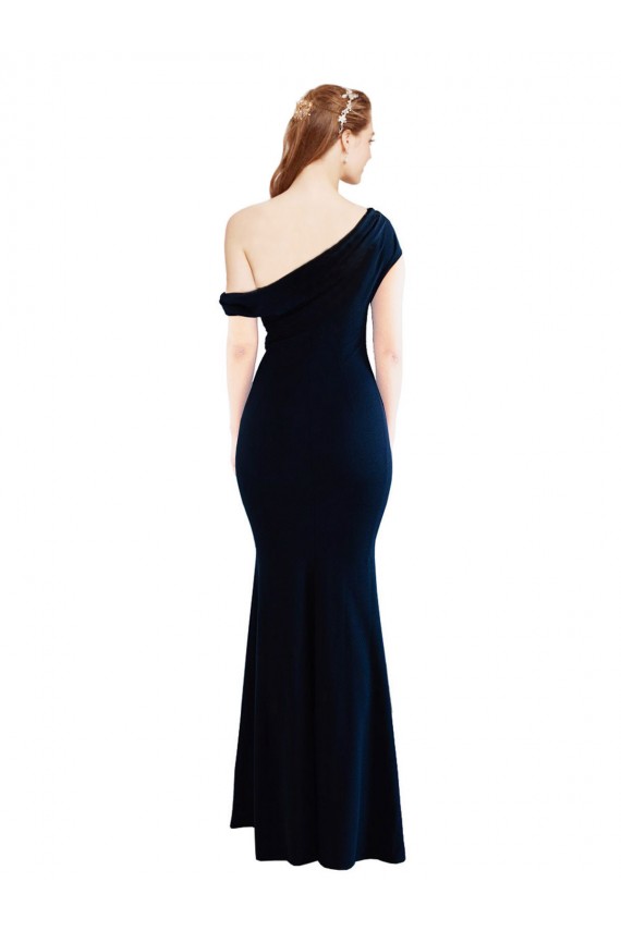 Bleu marine foncé Sirène Crêpe Stretch Longue Formelles Robes demoiselle d'honneur / Robes de soirée / Robes de bal Pas Chère