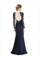 Bleu marine foncé Sirène Dentelle Longue Robes demoiselle d'honneur / Robes de bal Pas Chère