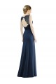 Bleu marine foncé Sirène Illusion Mousseline Dentelle Longue Robes demoiselle d'honneur Pas Chère