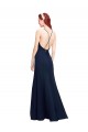 Bleu marine foncé Sirène Licou Col Haut Mousseline Longue Robes demoiselle d'honneur / Robes de bal Pas Chère