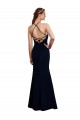 Bleu marine foncé Sirène Licou Mousseline Longue Robes demoiselle d'honneur Pas Chère