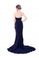 Bleu marine foncé Sirène Sans bretelle Balayage train Crêpe Stretch Longue Robes demoiselle d'honneur / Robes de bal Pas Chère