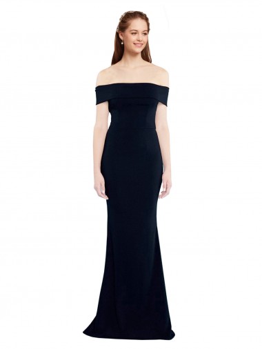 Bleu marine foncé Sirène Épaule Dénudée Crêpe Stretch Longue Formelles Robes demoiselle d'honneur / Robes de soirée / Robes de bal Pas Chre