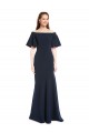 Bleu marine foncé Sirène Épaule Dénudée Crêpe Stretch Longue Formelles Robes demoiselle d'honneur / Robes de soirée / Robes de bal Pas Chère