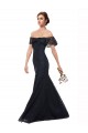 Bleu marine foncé Sirène Épaule Dénudée Dentelle Longue Robes demoiselle d'honneur / Robes de bal Pas Chère