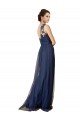 Bleu marine foncé Trapèze Balayage train Tulle Longue Robes demoiselle d'honneur Pas Chère