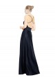 Bleu marine foncé Trapèze Bretelles spaghetti Col V Satiné Longue Robes demoiselle d'honneur / Robes de bal Pas Chère