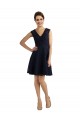 Bleu marine foncé Trapèze Col V Dentelle Courte Robes demoiselle d'honneur / Robes de cocktail Pas Chère
