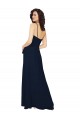 Bleu marine foncé Trapèze Col V Mousseline Longue Robes demoiselle d'honneur Pas Chère
