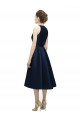 Bleu marine foncé Trapèze Licou Col bijou Satiné Courte Asymétrique Robes demoiselle d'honneur Pas Chère