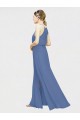 Bleu marine foncé Trapèze Licou Mousseline Longue Robes demoiselle d'honneur Pas Chère