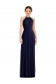 Bleu marine foncé Trapèze Licou Mousseline Longue Robes demoiselle d'honneur Pas Chère