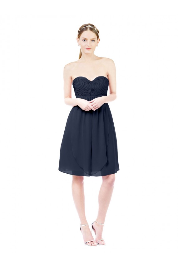 Bleu marine foncé Trapèze Mousseline Courte Robes demoiselle d'honneur / Robes de cocktail Pas Chère