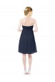 Bleu marine foncé Trapèze Mousseline Courte Robes demoiselle d'honneur / Robes de cocktail Pas Chère