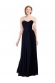 Bleu marine foncé Trapèze Mousseline Longue Robes demoiselle d'honneur Pas Chère