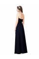 Bleu marine foncé Trapèze Mousseline Longue Robes demoiselle d'honneur Pas Chère