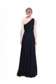 Bleu marine foncé Trapèze Mousseline Longue Robes demoiselle d'honneur Pas Chère