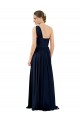Bleu marine foncé Trapèze Mousseline Longue Robes demoiselle d'honneur Pas Chère