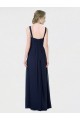 Bleu marine foncé Trapèze Mousseline Longue Robes demoiselle d'honneur Pas Chère
