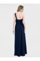 Bleu marine foncé Trapèze Mousseline Longue Robes demoiselle d'honneur Pas Chère