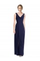 Bleu marine foncé Trapèze Mousseline Longue Robes demoiselle d'honneur Pas Chère