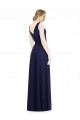 Bleu marine foncé Trapèze Mousseline Longue Robes demoiselle d'honneur Pas Chère