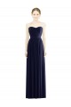 Bleu marine foncé Trapèze Sans bretelle Mousseline Longue Formelles Robes demoiselle d'honneur / Robes de soirée Pas Chère