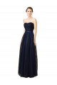 Bleu marine foncé Trapèze Sans bretelle Tulle Longue Robes demoiselle d'honneur Pas Chère