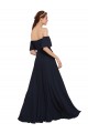Bleu marine foncé Trapèze Épaule Dénudée Mousseline Longue Robes demoiselle d'honneur / Robes de bal Pas Chère