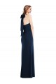 Bleu marine foncé Trompette Col Haut Crêpe Stretch Longue Robes demoiselle d'honneur / Robes de bal Pas Chère